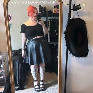 Plus Faux Leather Skirt Black 2X